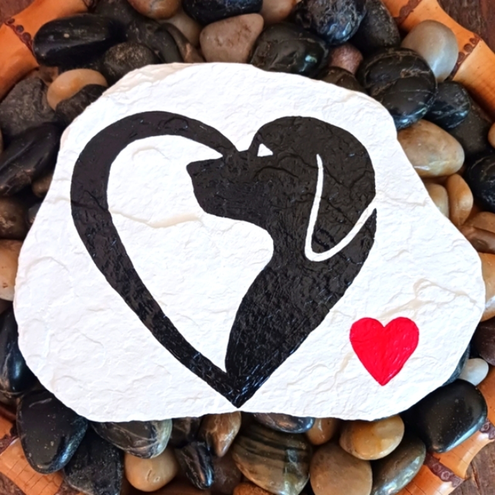 Hand Painted Rock - Dog Love